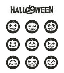 Obraz premium Zestaw ikon dyni nieczysty Halloween