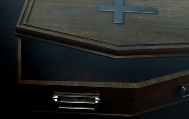 Open Coffin And Crucifix