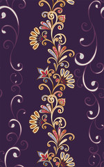 Abstract vintage pattern with decorative flowers, leaves and Paisley pattern in Oriental style.