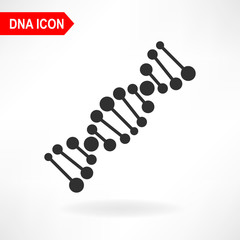 A simple DNA molecule icon on a white background. 