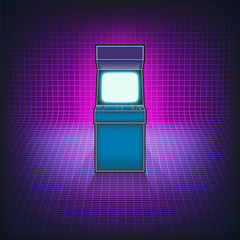 Retro arcade game machine. Vector illustration.