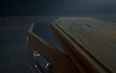 Open Coffin And Crucifix