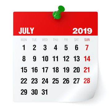 July 2019 - Calendar.