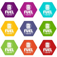 Canister icons 9 set coloful isolated on white for web