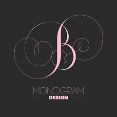 Letter B designed in copperplate style - creative monogram template