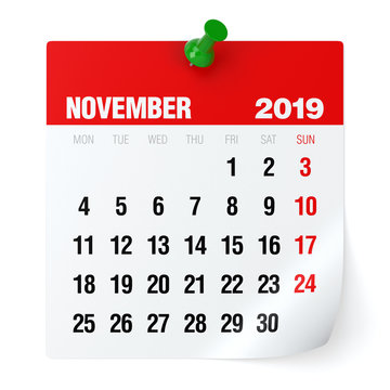 November 2019 - Calendar.