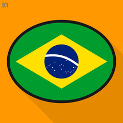 Brazil flag speech bubble, social media communication sign, flat business oval icon.