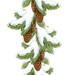 Obraz premium Watercolor fir tree christmas pattern