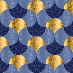 Fototapete Gold abstrakte geometrische Retro-Vibes Luxus Wasserwellen nahtlose Muster