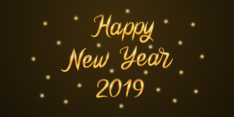 Fototapeta na wymiar Golden lettering of Happy New Year 2019, Vector illustration