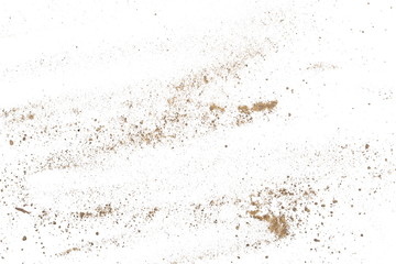Dirt dust isolated on white background and texture, top view