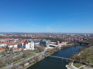 Fototapeta na wymiar Ingolstadt city in Germany, Bavaria with top view of the river