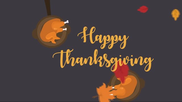 Happy Thanksgiving Celebration Design and autumn leaf animation collection