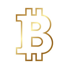 Obraz premium bitcoin icon. Golden contour. Vector illustration.