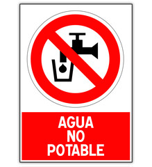 Panneau Eau non potable &eacute;crit en espagnol