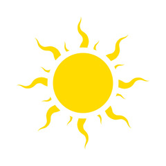 Icon sun with curved beams, vector flat illustration.