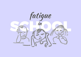 Vector illustration. Fatigue in school. Child