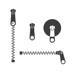 Icon zipper set. Zippered lock. Closed zipper. Fastener. Vector illustration