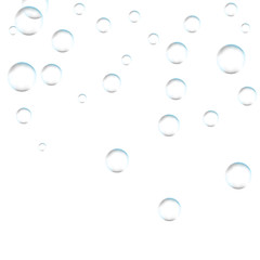 Underwater fizzing air bubbles on white background. Fizzy sparkles in water, sea, aquarium, ocean. Effervescent drink. Undersea vector texture.