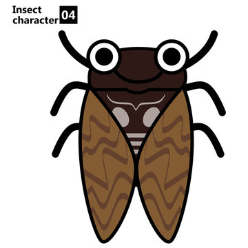 擬人化した昆虫のイラスト｜アブラゼミ｜Insect character　cicada