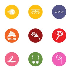 Visual icons set. Flat set of 9 visual vector icons for web isolated on white background