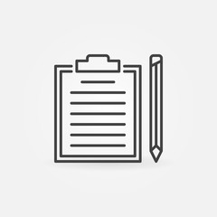 Clipboard with pencil outline vector icon