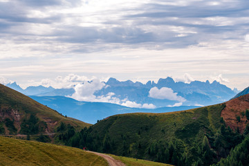 Obraz na płótnie Canvas Highlands panoramic view over mountains, South Tyrol.