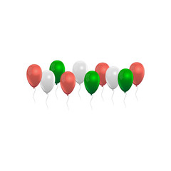 Balloons set in red green and white, grey colors