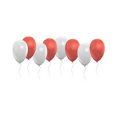Balloons set red and white, grey colors