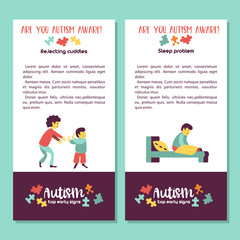 Autism. Early signs of autism syndrome in children. Vector illustration.