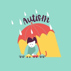 Autism. The emblem of the syndrome of autism in children. Children of rain. Vector illustration.