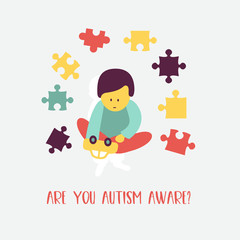 Autism. The emblem of the syndrome of autism in children. Children of rain. Vector illustration.