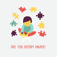 Fototapeta premium Autism. The emblem of the syndrome of autism in children. Children of rain. Vector illustration.