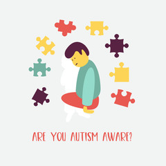 Autism. The emblem of the syndrome of autism in children. Children of rain. Vector illustration.