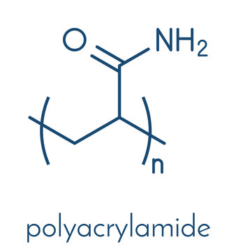 Polyacrylamide (PAM) polymer, chemical structure. Skeletal formula.