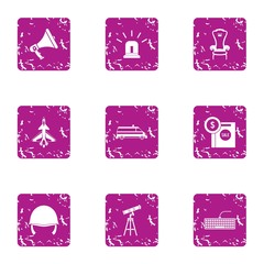 Observation of sky icons set. Grunge set of 9 observation of sky vector icons for web isolated on white background