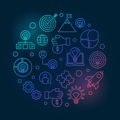 Business startup vector colored round line illustration