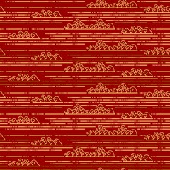 Pattern seamless Chinese traditional oriental ornament background, red golden water.