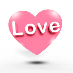 3D love,love white,Pink heart,white background,Instead of love.