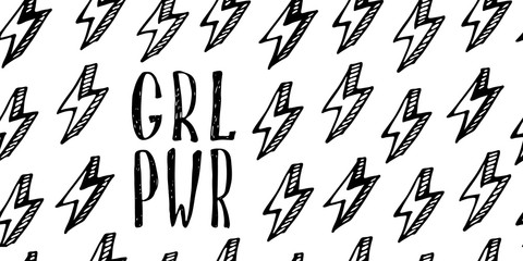 Girl power, feminism quotes. Doodle vector illustrations