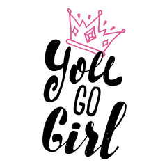 Girl power, feminism quotes. Doodle vector illustrations