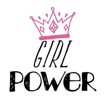 Girl power, feminism quotes. Doodle vector illustrations