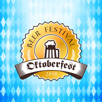 Beer festival Oktoberfest celebrations. Vintage greeting card or poster template. Vector illustration