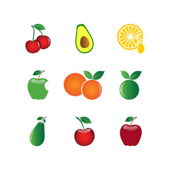 Collection of fruit element design graphic template