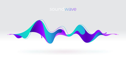Multicolored abstract fluid sound wave. Vector illustration.