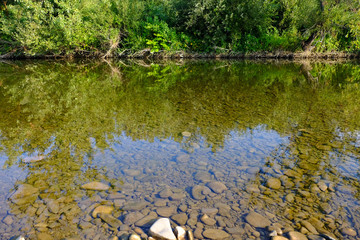 Transparent mountain river Tereblya, Transcarpathia, Ukraine