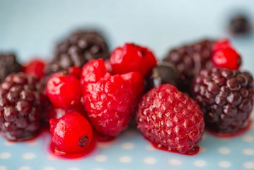 Melting fruits on the plate