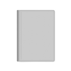 Gray leather bound hardcover notebook isolated on white, mock-up