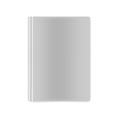 Closed hardcover book blank front top view, vector mockup