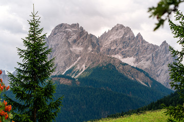 Panoramic view of Tre Cime di Lavaredo.